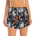 thumbnail image 4 of Lsque Cute ghost in the flowers Printed Women's Running Shorts with Liner Pockets,Elastic Quick Dry Workout Athletic Gym Yoga Shorts,Womens High Waist Shorts-Medium, 4 of 9