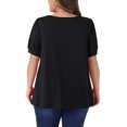 thumbnail image 3 of Agnes Orinda Women's Plus Size Tops Sweetheart Neck Puff Short Sleeve Pleated Shirts Summer Casual Blouses 2X Black, 3 of 6