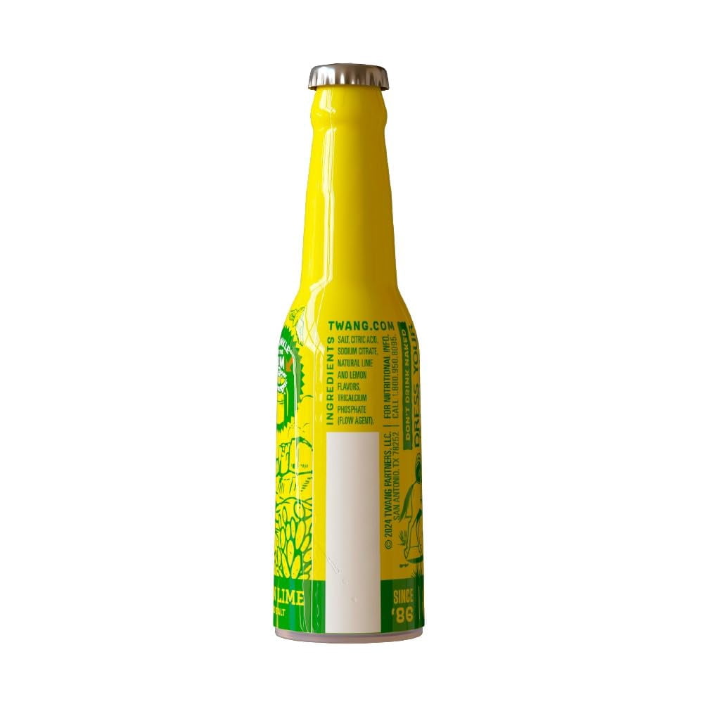 Twang Lemon-Lime Flavored Margarita Rimming Salt, 1.4 oz, 24 Count Plastic Bottles