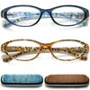 Reading Glasses Blue Light Blocking - 2 Pack Computer Cat Eye Readers for Womens 2.75