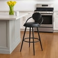 thumbnail image 6 of Carny Iron Swivel Counter Stool Chair- Vintage Black Faux Leather, 6 of 7