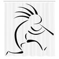 thumbnail image 3 of Kokopelli Shower Curtain, Minimalistic Monochrome Print of Abundance Playing Shepherds Pipe, Fabric Bathroom Set with Hooks, 69W X 84L Inches Extra Long, Charcoal Grey and White, by Ambesonne, 3 of 3