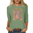 thumbnail image 2 of Fartey Plus Size Happy Easter Shirts for Women 2025 Trendy Crew Neck 3/4 Sleeve Tunic Tops Cute Bunny Printed Graphic Tees Dressy Casual Holiday Blouses Mint Green S-5XL, 2 of 6