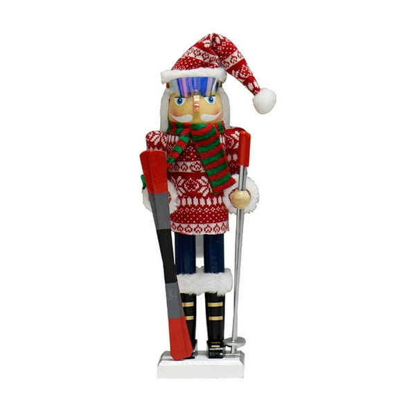 Milue 15in Wood Christmas Nutcrackers Soldier Ski Figures Toy Ornament for Holiday