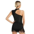 thumbnail image 2 of Alvivi Women's Sequin Latin Dance Dress Sleeveless Fringe Hem Jazz Ballroom Samba Salsa Leotard Black M, 2 of 7