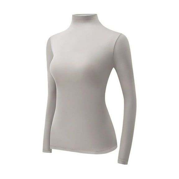 UJNDER Women's Long Sleeve Turtleneck Warm Top for Casual Base Layer Lightweight Shirts and Lady Fashion Outfits Grey L