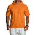 thumbnail image 2 of Big and Tall Hoodies for Men Short Sleeve Casual Baggy Mens Pocket T Shirts Kangaroo Pocket Saffron 2XL, 2 of 8
