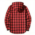thumbnail image 5 of AIEOTT Boys Plaid Button Down Shirt with Hood Long Sleeve Hooded Shacket Jacket with Chest Pocket Spring Fall Clothes, 5 of 6
