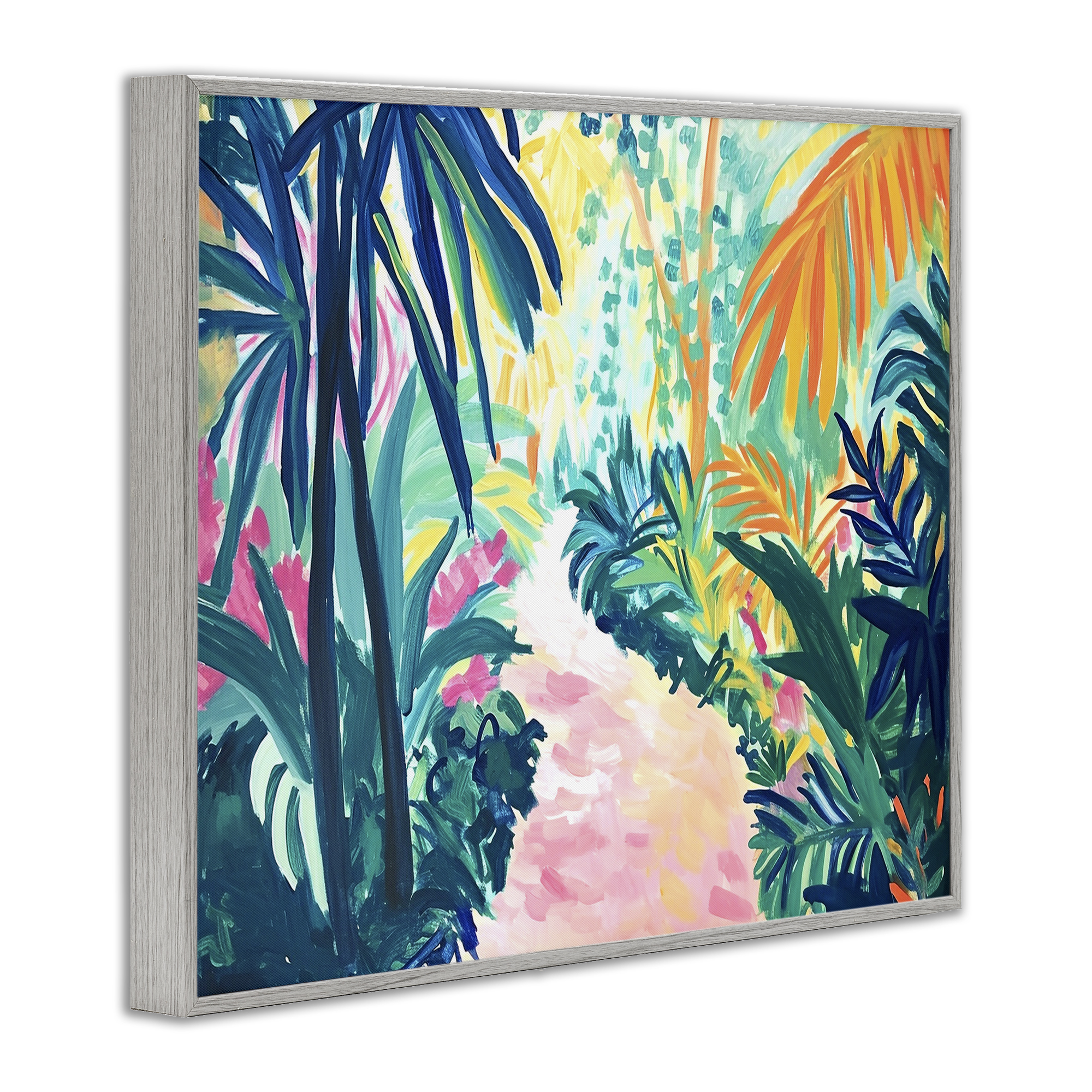Stupell Industries Garden Of Bright Color Botanical & Floral Painting Gray Framed Art Print Wall Art, 30 x 24