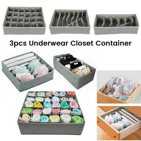 

Tiitstoy 3Pack Closet Underwear Organizer Drawer Divide By for Underwear Bras Socks Ties Multicolor