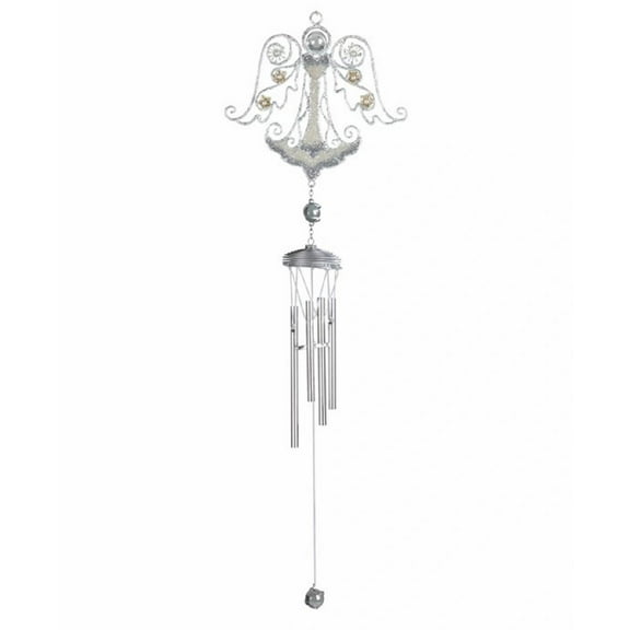 FC Design 32" Long Silver Angel Gem Wind Chime Garden Patio Decoration