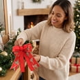 thumbnail image 4 of Dalxymotic Christmas Bow Hanging Decoration, Holiday Tree Wreath Door Wall Accent, Festive Home Party Arrangement Bow, Bow Decor, Christmas Decoration for Tree, Wreath, Door, Wall, 4 of 5
