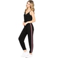 thumbnail image 6 of Ambiance Women's Juniors Side Stripe Lounge Jogger Jumpsuit (Black, Large), 6 of 7