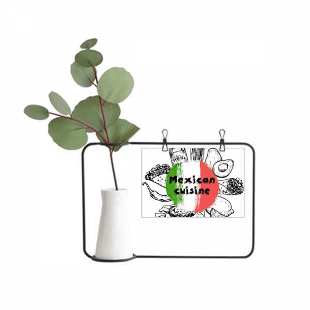 Mexico National Flag Cactus Sketch Metal Picture Frame Cerac Vase Decor