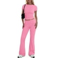 thumbnail image 2 of Traje de pantalón ancho y camisa deportiva elegante de color liso para mujer: conjunto informal y formal con tejido cómodo, tallas reales: tallas S-XXL, 2 of 8