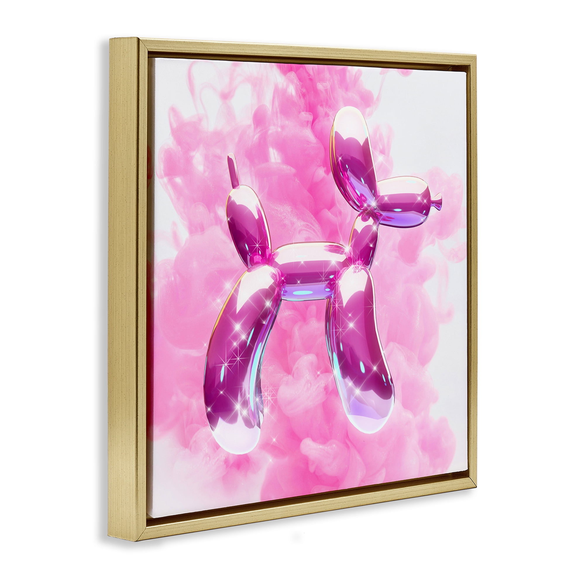 Stupell Industries Sparkle Balloon Dog Abstract Painting Gold Floater Framed Canvas Art Print Wall Art, 25 x 25