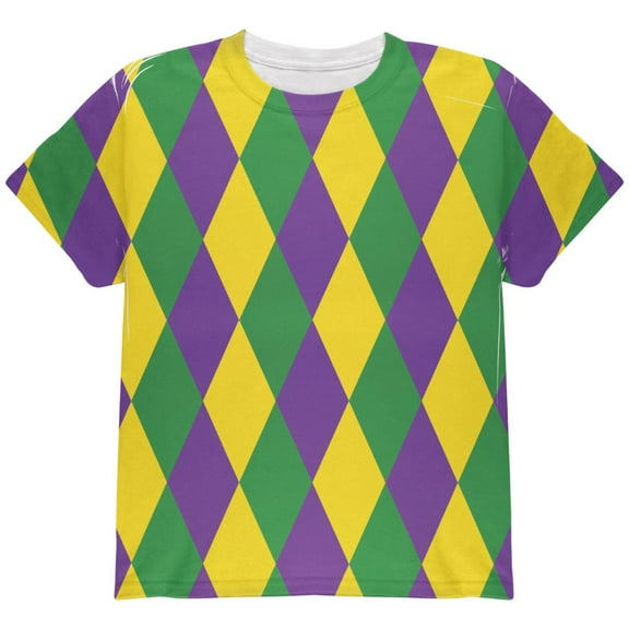 Mardi Gras Jester Costume All Over Youth T Shirt Multi YSM