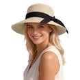 thumbnail image 5 of Beach Sun Straw Hats for Women Sun Protection Wide Brim Summer Straw Hat Color Beige Size One Size, 5 of 6