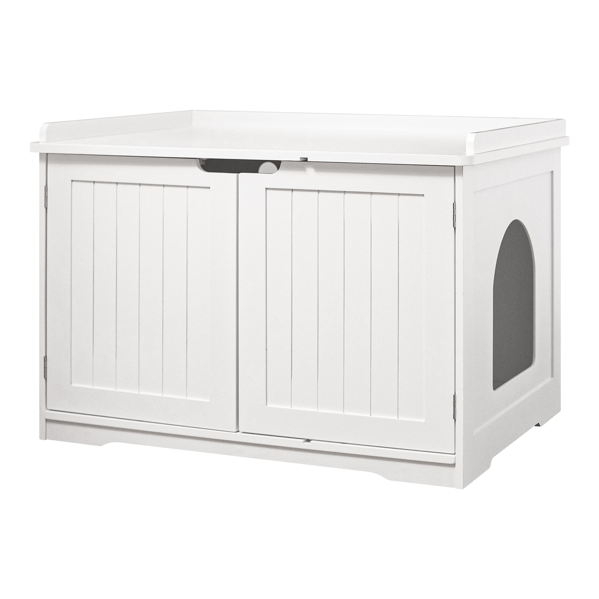 Pefilos 30" Cat House Furniture with Baffle, Hidden Cat Litter Box Enclosure, Easy Creative for Cat Condo, White Pefilos 30" Cat House Furniture with Baffle, Hidden Cat Litter Box Enclosure, Easy Creative for Cat Condo, White
