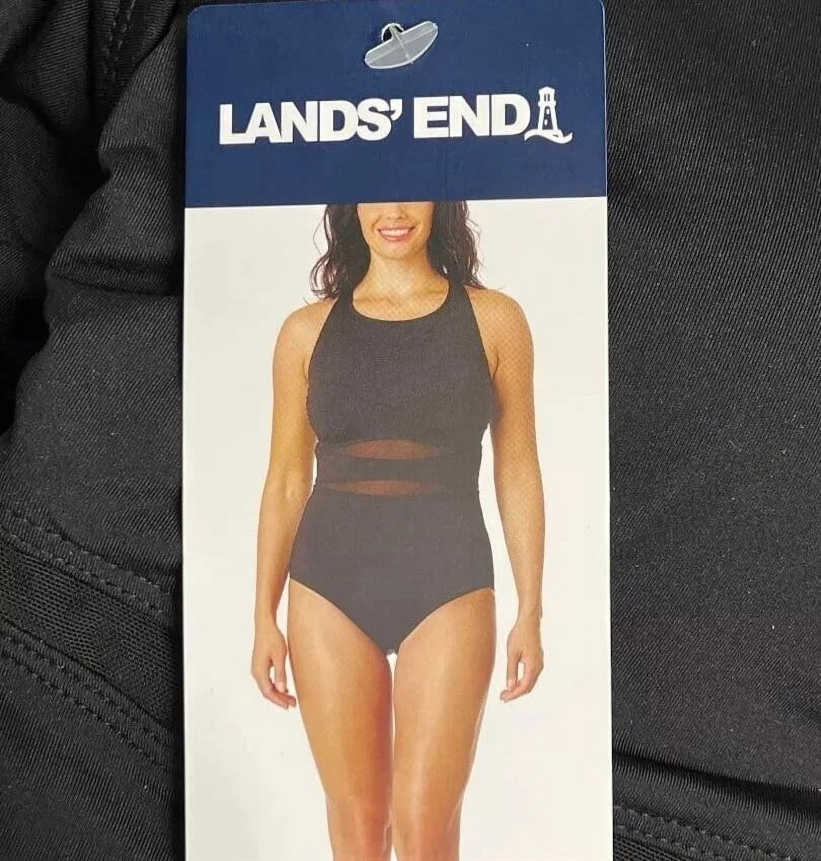 Lands End Women's Full Bottom Coverage Swimsuit, Removable Cups, Halter, Swim Bottoms