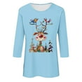 thumbnail image 4 of Meichang Funny Christmas Shirts Women Xmas Reindeer Print 3/4 Length Sleeve Tops Casual Crew Neck Loose Fit Womens Christmas T Shirts, 4 of 4