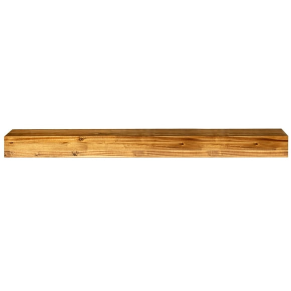 Tablette de foyer de 60 po en bois d'acacia fini lustré