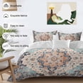 thumbnail image 3 of 3 Piece Orange Blue Duvet Cover Set Queen Size,Microfiber Comforter/Quilt Cover with Corner Ties and 2 Pillowcases,Boho Geometric Middle Century Abstract Western Soft Bedding with Zipper Closure, 3 of 8