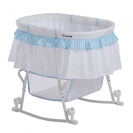 Dream On Me JPMA Certified Lacy Portable 2-in-1 Bassinet & Cradle, Blue/White