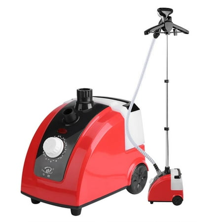 WALFRONT Professional Standing Steamer,Full Size Steamer for Clothes,Garments,Fabric,1700-Watt Upright Fabric Steamer with Large Gallon Water Tank Includes Garment Hanger and Fabric Brush(Red)