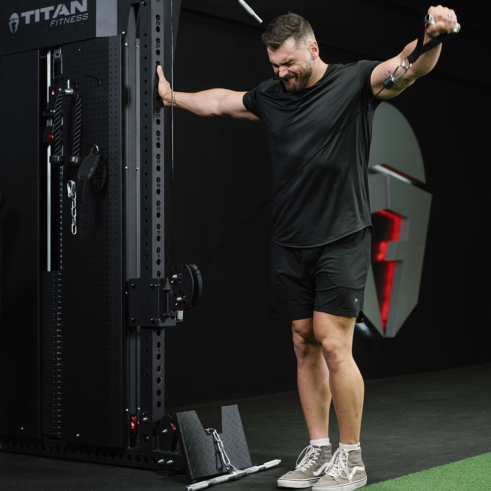 Titan Fitness Selectorized Cable Machine, Lat Pulldown and Low Row Gym Machine, Pin-Loaded 320 LB Weight Stack