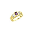 thumbnail image 3 of RYLOS Men's Rings Yellow Gold Plated Silver Classic 6X4MM Oval Gemstone & Diamond Ring Amethyst February Birthstone Rings For Men, Silver Rings, Size 13, 3 of 7