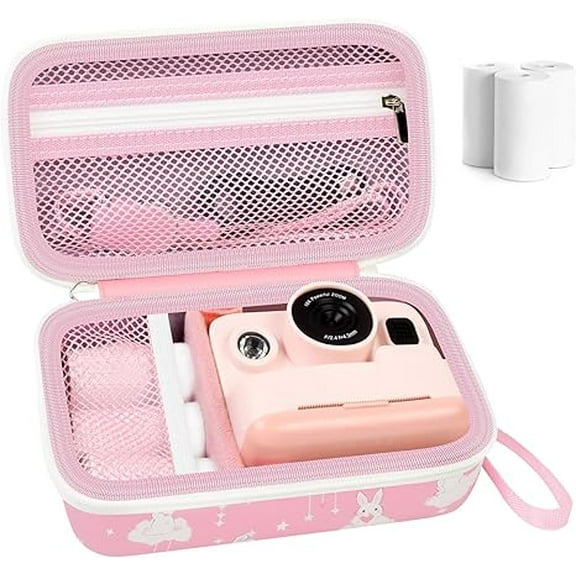Case Compatible with DYLANTO for Anchioo for GKTZ Instant Print Camera (Box Only) (Case and 3 Paper Rolls, Pink-Rabbit)