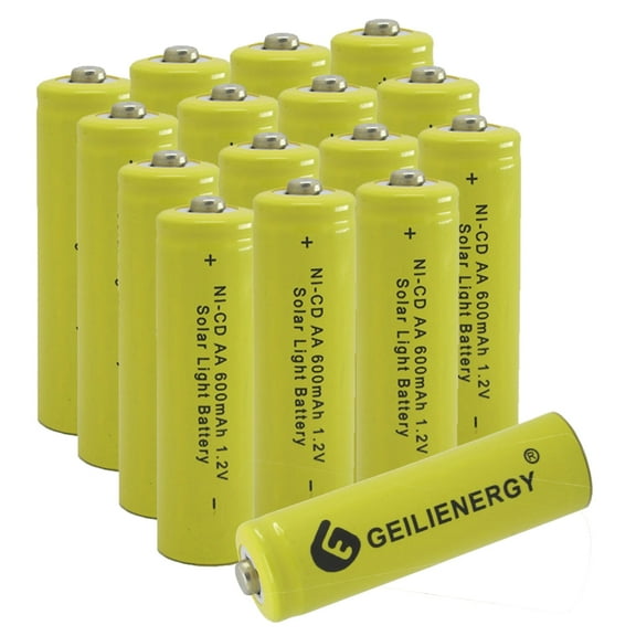 GLESOURCE (16 PCS) 1.2V Solar Light Batteries AA Nicd aa 600mAh Rechargeable Batteries for Garden Lights Remotes Mice