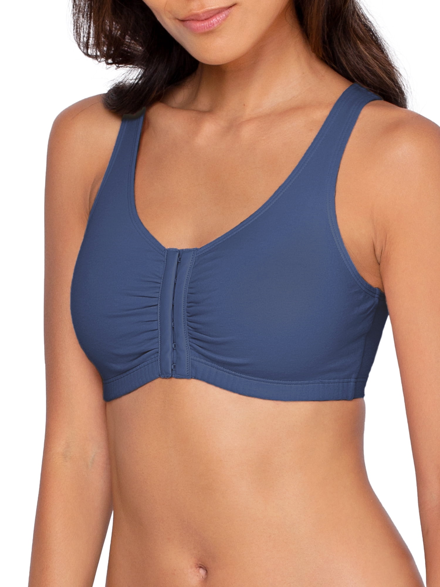 Fruit of The Loom Women's Comfort Front Close Cotton Sports Bra, 2 Pack