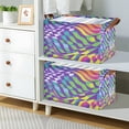 thumbnail image 2 of Yayeee Foldable Storage Basket for Shelves with Handles Waterproof Cloth Bins, Green Wavy Pattern, 2 of 7