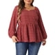 thumbnail image 1 of GRACE & GRANDEUR Tops de Talla Grande para Mujeres, Top Blusa Peplum Impresa de Manga Larga con Escote Corazón 2X Burdeos, 1 of 1