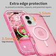 thumbnail image 2 of For iPhone 16 Transparent Phone Case Compatible with MagSafe, Triple Layer Magnetic Charging Case, iPhone 16 Heavy Duty Shockproof and Drop-Proof Phone Case, 6.1 inch,Crystal Pink, 2 of 6