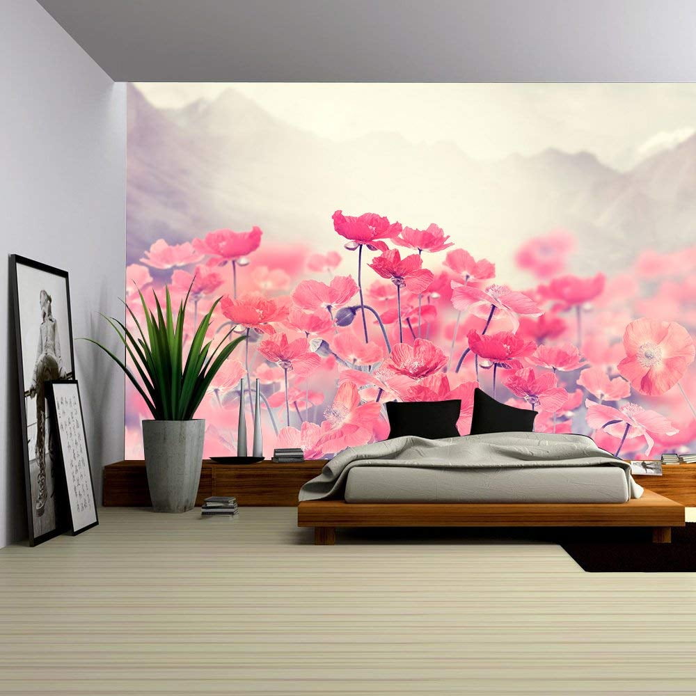 wall26 Field Of Bright Red Poppy Flowers Removable Wall Mural