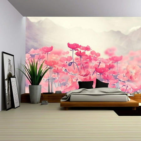 wall26 - Field Of Bright Red Poppy Flowers - Removable ...