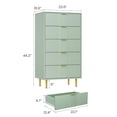 thumbnail image 2 of Fluted Dresser for Bedroom with 5 Drawers, 44.3" Tall Modern Chest of Drawers with Metal Handle, Wooden Closet Clothes Storage Organizer for Living Room, Hallway, Olive Green, 2 of 8