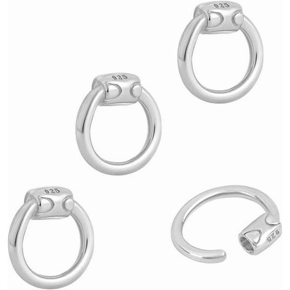 4pcs Sterling Silver Locking Jump Rings 6mm Platinum Connector Ring 18 Gauge Round O Ring Crimp Chainmail Rings