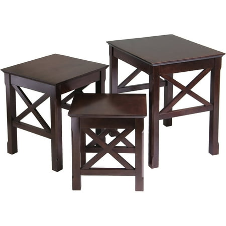 Art Deco Nesting Tables - Winsome Wood Xola 3-Piece X Panels Nesting Table Set, Cappuccino