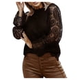 thumbnail image 2 of Summer Long Sleeve Shirts for Women Lady Long Sleeve Lace stitching Blouse Tunics Tops Shirts, 2 of 5