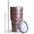 thumbnail image 2 of 30oz Ethnic Figure and Pattern Tumblers Stainless Steel Tumbler with Lid and Straw,Vacuum Insulated Double Wall Travel Tumbler Cups Mug with Cleaning Brush for Coffee,Tea, 2 of 7