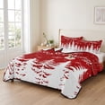 thumbnail image 2 of Quilts Queen Size Bedding Set, Red Christmas Lightweight Quilted Comforter, Xmas Trees Winter Pine Forest Snowflake Soft Reversible Bedspread Coverlet with Pillow Covers for All Season, 90" x 96", 2 of 9