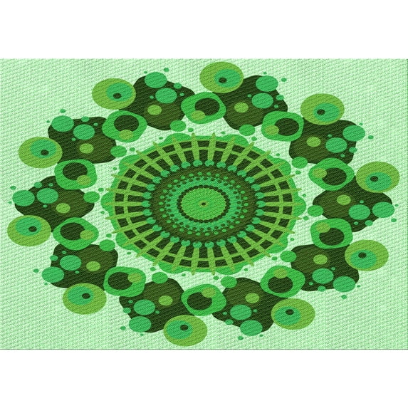 Ahgly Company Machine Washable Indoor Rectangle Transitional Forest Green Area Rugs, 6' x 9'