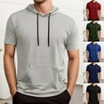 thumbnail image 2 of Men's Hooded Pocket T Shirt For Outdoor Activities Summer Basketball Training Shirt With Drawstring Design Casual Sportswear Men's T Shirt Tall Men Shirts Men Big And Tall T Shirts Men S Big And Tall, 2 of 9