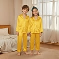 thumbnail image 5 of GILIGEGE Christmas Family Pajamas Matching Sets Satin Long Sleeve Button Down Comfy Loungewear Holiday Casual Soft Xmas Pjs Yellow 160, 5 of 8