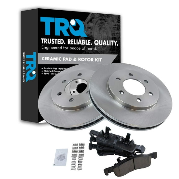 TRQ Front Brake Pad & Rotor Kit Brake Pads Brake Rotor Ceramic Fits Select 2003-2006 Ford Expedition Lincoln Navigator