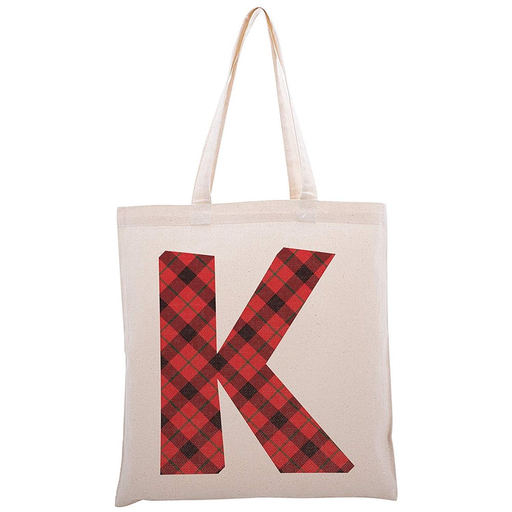 Personalized Initial Christmas Tote Bag Customized Floral Gift Bag
